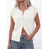 image:imagePRETTYGARDEN Womens Cap Short Sleeve Sweater Vest 2026 Spring Summer Lightweight Button Down Cardigans Trendy Loose TopsWhite