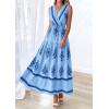 image:imagePRETTYGARDEN Womens Floral Maxi Dress 2026 Sleeveless Vneck Belt Ruffle Long Dresses Boho Summer Beach Vacation ClothesBlue
