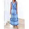 image:imagePRETTYGARDEN Womens Floral Maxi Dress 2026 Sleeveless Vneck Belt Ruffle Long Dresses Boho Summer Beach Vacation ClothesBlue