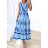 image:imagePRETTYGARDEN Womens Floral Maxi Dress 2026 Sleeveless Vneck Belt Ruffle Long Dresses Boho Summer Beach Vacation ClothesBlue