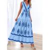image:imagePRETTYGARDEN Womens Floral Maxi Dress 2026 Sleeveless Vneck Belt Ruffle Long Dresses Boho Summer Beach Vacation ClothesBlue