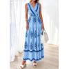 image:imagePRETTYGARDEN Womens Floral Maxi Dress 2026 Sleeveless Vneck Belt Ruffle Long Dresses Boho Summer Beach Vacation ClothesBlue
