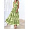 image:imagePRETTYGARDEN Womens Floral Maxi Dress 2026 Sleeveless Vneck Belt Ruffle Long Dresses Boho Summer Beach Vacation ClothesGreen