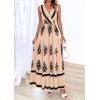 image:imagePRETTYGARDEN Womens Floral Maxi Dress 2026 Sleeveless Vneck Belt Ruffle Long Dresses Boho Summer Beach Vacation ClothesKhaki