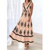 image:imagePRETTYGARDEN Womens Floral Maxi Dress 2026 Sleeveless Vneck Belt Ruffle Long Dresses Boho Summer Beach Vacation ClothesKhaki