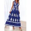 image:imagePRETTYGARDEN Womens Floral Maxi Dress 2026 Sleeveless Vneck Belt Ruffle Long Dresses Boho Summer Beach Vacation ClothesNavy Blue