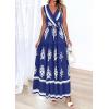 image:imagePRETTYGARDEN Womens Floral Maxi Dress 2026 Sleeveless Vneck Belt Ruffle Long Dresses Boho Summer Beach Vacation ClothesNavy Blue