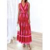 image:imagePRETTYGARDEN Womens Floral Maxi Dress 2026 Sleeveless Vneck Belt Ruffle Long Dresses Boho Summer Beach Vacation ClothesRed