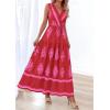 image:imagePRETTYGARDEN Womens Floral Maxi Dress 2026 Sleeveless Vneck Belt Ruffle Long Dresses Boho Summer Beach Vacation ClothesRed
