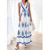 image:imagePRETTYGARDEN Womens Floral Maxi Dress 2026 Sleeveless Vneck Belt Ruffle Long Dresses Boho Summer Beach Vacation ClothesWhite Blue Flower