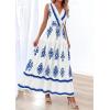 image:imagePRETTYGARDEN Womens Floral Maxi Dress 2026 Sleeveless Vneck Belt Ruffle Long Dresses Boho Summer Beach Vacation ClothesWhite Blue Flower