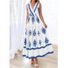 image:imagePRETTYGARDEN Womens Floral Maxi Dress 2026 Sleeveless Vneck Belt Ruffle Long Dresses Boho Summer Beach Vacation ClothesWhite Blue Flower