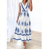 image:imagePRETTYGARDEN Womens Floral Maxi Dress 2026 Sleeveless Vneck Belt Ruffle Long Dresses Boho Summer Beach Vacation ClothesWhite Blue Flower