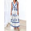 image:imagePRETTYGARDEN Womens Floral Maxi Dress 2026 Sleeveless Vneck Belt Ruffle Long Dresses Boho Summer Beach Vacation ClothesWhite Blue Flower
