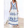 image:imagePRETTYGARDEN Womens Floral Maxi Dress 2026 Sleeveless Vneck Belt Ruffle Long Dresses Boho Summer Beach Vacation ClothesWhite Blue Flower
