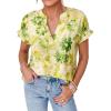 image:imagePRETTYGARDEN Womens Floral Print Short Sleeve Summer Tops 2026 Trendy V Neck Loose Boho Shirts Casual Work BlousesGreen