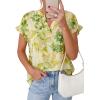 image:imagePRETTYGARDEN Womens Floral Print Short Sleeve Summer Tops 2026 Trendy V Neck Loose Boho Shirts Casual Work BlousesGreen
