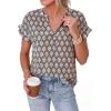 image:imagePRETTYGARDEN Womens Floral Print Short Sleeve Summer Tops 2026 Trendy V Neck Loose Boho Shirts Casual Work BlousesGrey Blue