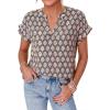 image:imagePRETTYGARDEN Womens Floral Print Short Sleeve Summer Tops 2026 Trendy V Neck Loose Boho Shirts Casual Work BlousesGrey Blue