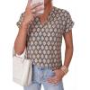 image:imagePRETTYGARDEN Womens Floral Print Short Sleeve Summer Tops 2026 Trendy V Neck Loose Boho Shirts Casual Work BlousesGrey Blue