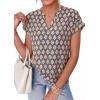 image:imagePRETTYGARDEN Womens Floral Print Short Sleeve Summer Tops 2026 Trendy V Neck Loose Boho Shirts Casual Work BlousesGrey Blue