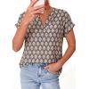 image:imagePRETTYGARDEN Womens Floral Print Short Sleeve Summer Tops 2026 Trendy V Neck Loose Boho Shirts Casual Work BlousesGrey Blue