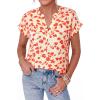 image:imagePRETTYGARDEN Womens Floral Print Short Sleeve Summer Tops 2026 Trendy V Neck Loose Boho Shirts Casual Work BlousesLight Apricot Orange Flower