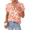 image:imagePRETTYGARDEN Womens Floral Print Short Sleeve Summer Tops 2026 Trendy V Neck Loose Boho Shirts Casual Work BlousesLight Apricot Orange Flower