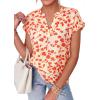 image:imagePRETTYGARDEN Womens Floral Print Short Sleeve Summer Tops 2026 Trendy V Neck Loose Boho Shirts Casual Work BlousesLight Apricot Orange Flower