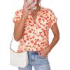image:imagePRETTYGARDEN Womens Floral Print Short Sleeve Summer Tops 2026 Trendy V Neck Loose Boho Shirts Casual Work BlousesLight Apricot Orange Flower