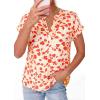 image:imagePRETTYGARDEN Womens Floral Print Short Sleeve Summer Tops 2026 Trendy V Neck Loose Boho Shirts Casual Work BlousesLight Apricot Orange Flower