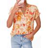 image:imagePRETTYGARDEN Womens Floral Print Short Sleeve Summer Tops 2026 Trendy V Neck Loose Boho Shirts Casual Work BlousesOrange