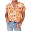 image:imagePRETTYGARDEN Womens Floral Print Short Sleeve Summer Tops 2026 Trendy V Neck Loose Boho Shirts Casual Work BlousesOrange