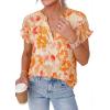 image:imagePRETTYGARDEN Womens Floral Print Short Sleeve Summer Tops 2026 Trendy V Neck Loose Boho Shirts Casual Work BlousesOrange