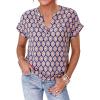 image:imagePRETTYGARDEN Womens Floral Print Short Sleeve Summer Tops 2026 Trendy V Neck Loose Boho Shirts Casual Work BlousesPurple