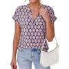 image:imagePRETTYGARDEN Womens Floral Print Short Sleeve Summer Tops 2026 Trendy V Neck Loose Boho Shirts Casual Work BlousesPurple