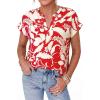 image:imagePRETTYGARDEN Womens Floral Print Short Sleeve Summer Tops 2026 Trendy V Neck Loose Boho Shirts Casual Work BlousesRed