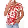 image:imagePRETTYGARDEN Womens Floral Print Short Sleeve Summer Tops 2026 Trendy V Neck Loose Boho Shirts Casual Work BlousesRed