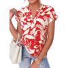 image:imagePRETTYGARDEN Womens Floral Print Short Sleeve Summer Tops 2026 Trendy V Neck Loose Boho Shirts Casual Work BlousesRed