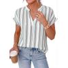 image:imagePRETTYGARDEN Womens Floral Print Short Sleeve Summer Tops 2026 Trendy V Neck Loose Boho Shirts Casual Work BlousesStriped White Red Brown