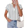 image:imagePRETTYGARDEN Womens Floral Print Short Sleeve Summer Tops 2026 Trendy V Neck Loose Boho Shirts Casual Work BlousesStriped White Red Brown