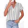 image:imagePRETTYGARDEN Womens Floral Print Short Sleeve Summer Tops 2026 Trendy V Neck Loose Boho Shirts Casual Work BlousesStriped White Red Brown