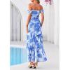 image:imagePRETTYGARDEN Womens Formal Cocktail Maxi Dresses 2026 Summer Off Shoulder Floral Mesh Bodycon Spring Wedding Guest DressFloral Blue