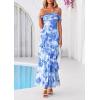 image:imagePRETTYGARDEN Womens Formal Cocktail Maxi Dresses 2026 Summer Off Shoulder Floral Mesh Bodycon Spring Wedding Guest DressFloral Blue