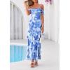 image:imagePRETTYGARDEN Womens Formal Cocktail Maxi Dresses 2026 Summer Off Shoulder Floral Mesh Bodycon Spring Wedding Guest DressFloral Blue