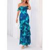 image:imagePRETTYGARDEN Womens Formal Cocktail Maxi Dresses 2026 Summer Off Shoulder Floral Mesh Bodycon Spring Wedding Guest DressFloral Blue Green