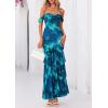 image:imagePRETTYGARDEN Womens Formal Cocktail Maxi Dresses 2026 Summer Off Shoulder Floral Mesh Bodycon Spring Wedding Guest DressFloral Blue Green