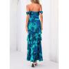 image:imagePRETTYGARDEN Womens Formal Cocktail Maxi Dresses 2026 Summer Off Shoulder Floral Mesh Bodycon Spring Wedding Guest DressFloral Blue Green
