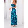 image:imagePRETTYGARDEN Womens Formal Cocktail Maxi Dresses 2026 Summer Off Shoulder Floral Mesh Bodycon Spring Wedding Guest DressFloral Blue Green