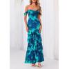 image:imagePRETTYGARDEN Womens Formal Cocktail Maxi Dresses 2026 Summer Off Shoulder Floral Mesh Bodycon Spring Wedding Guest DressFloral Blue Green